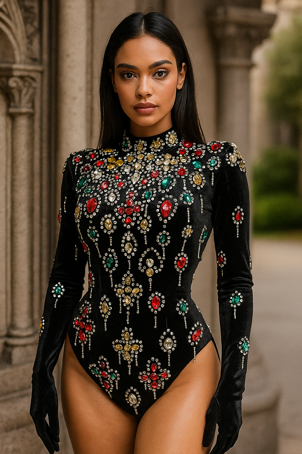 EDC black leotard with gloves ( boots sold separately)