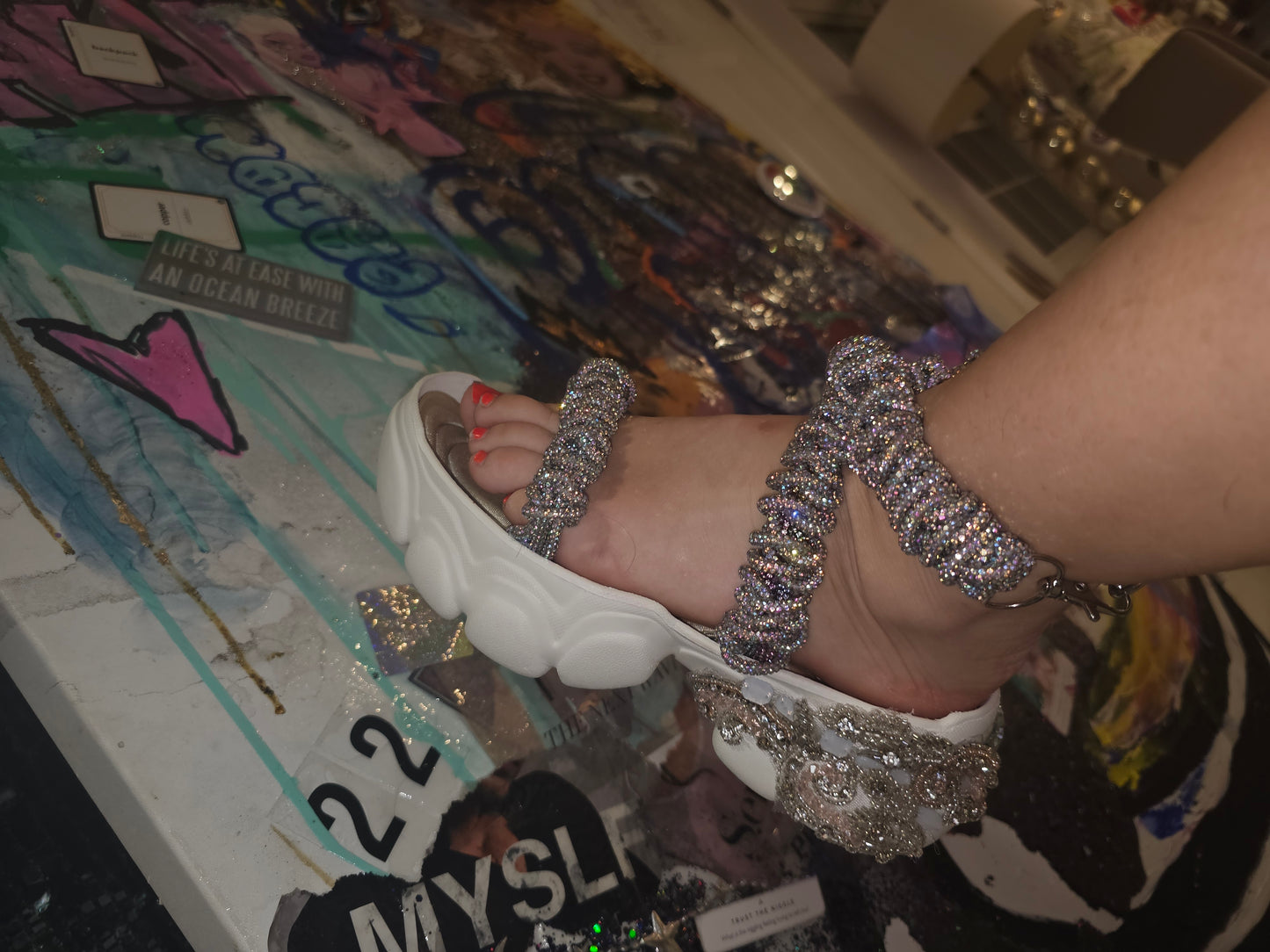 Rhinestone crystalized strappy sandals