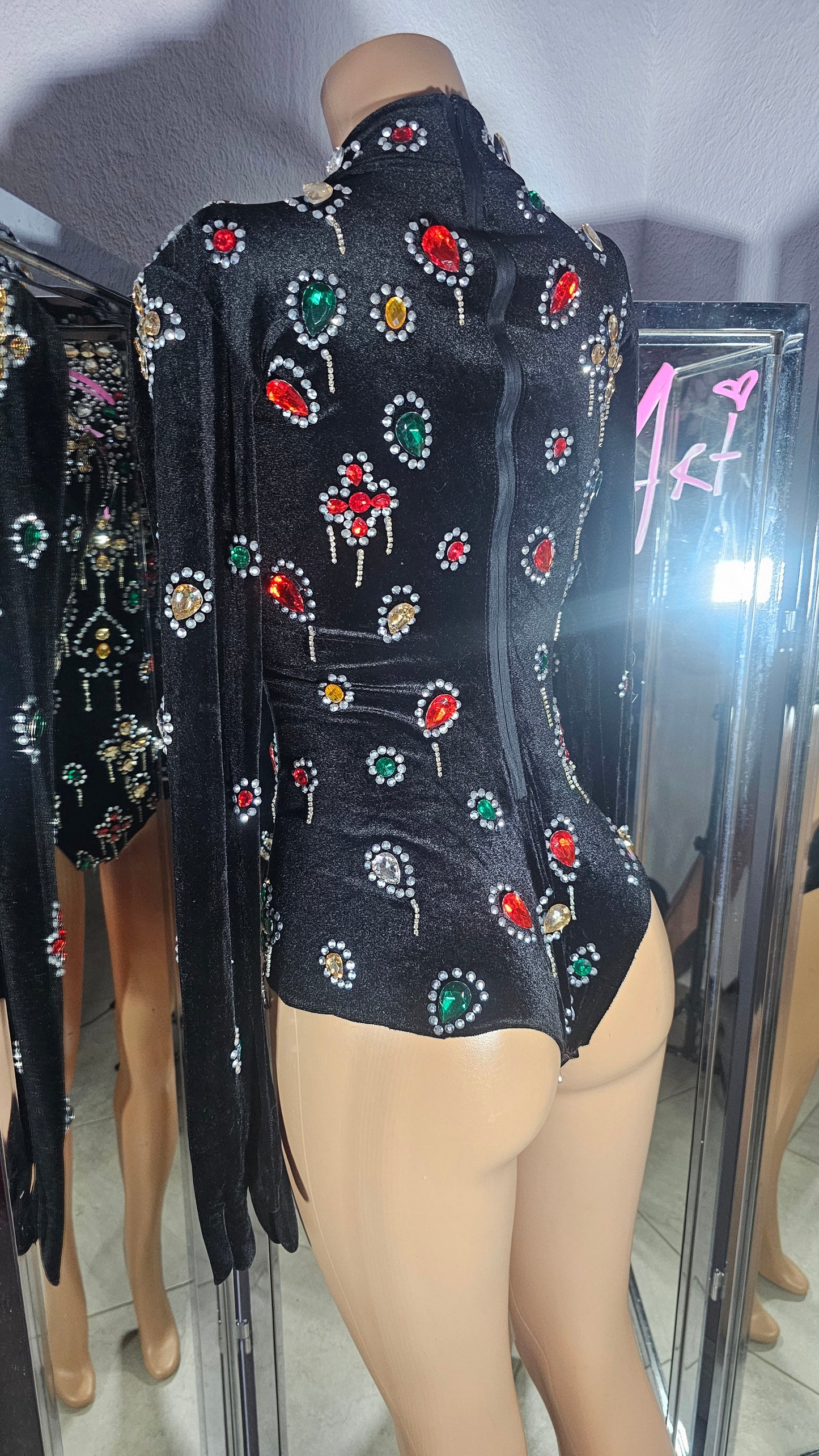 EDC black leotard with gloves ( boots sold separately)