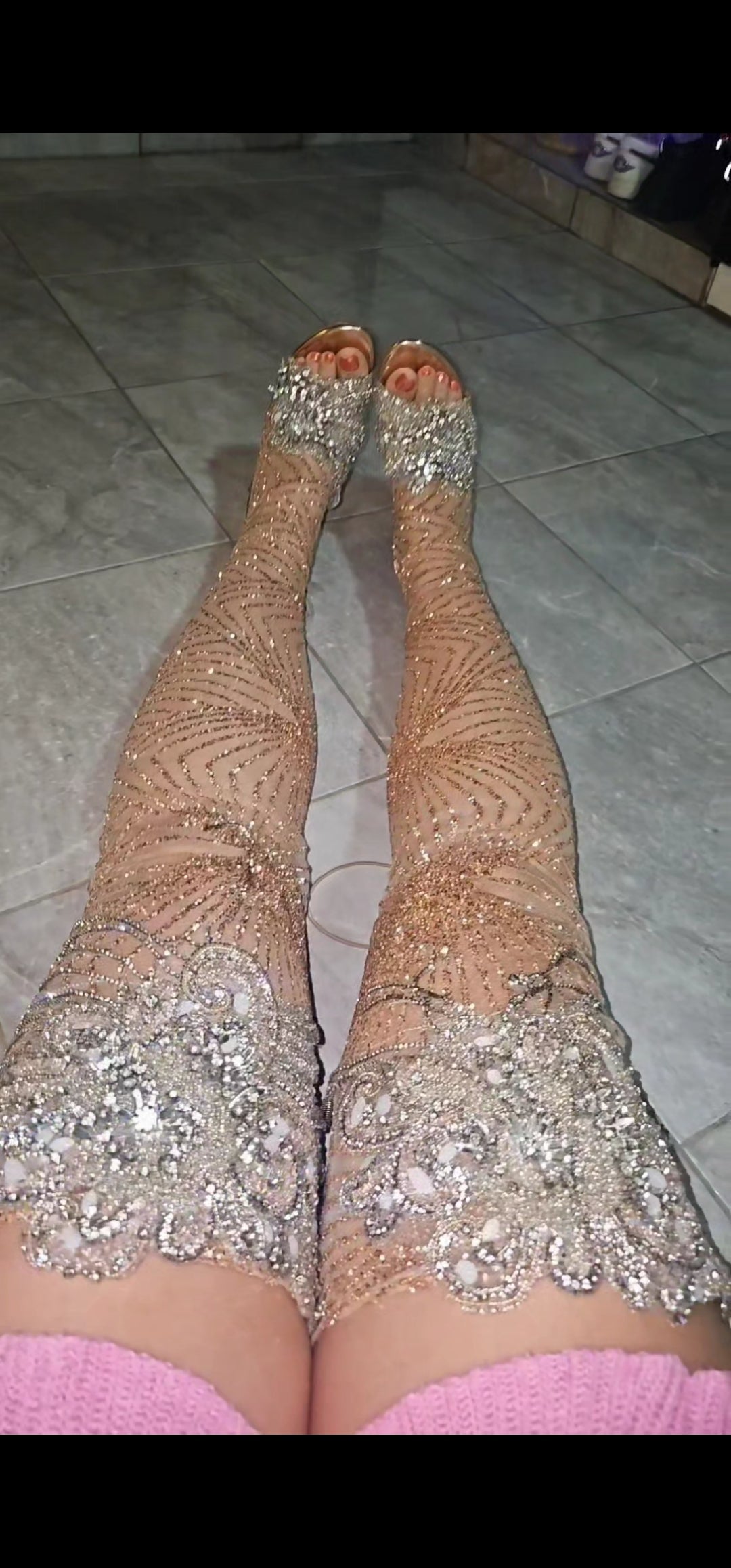 Soft pink Rose gold thigh highs size 38